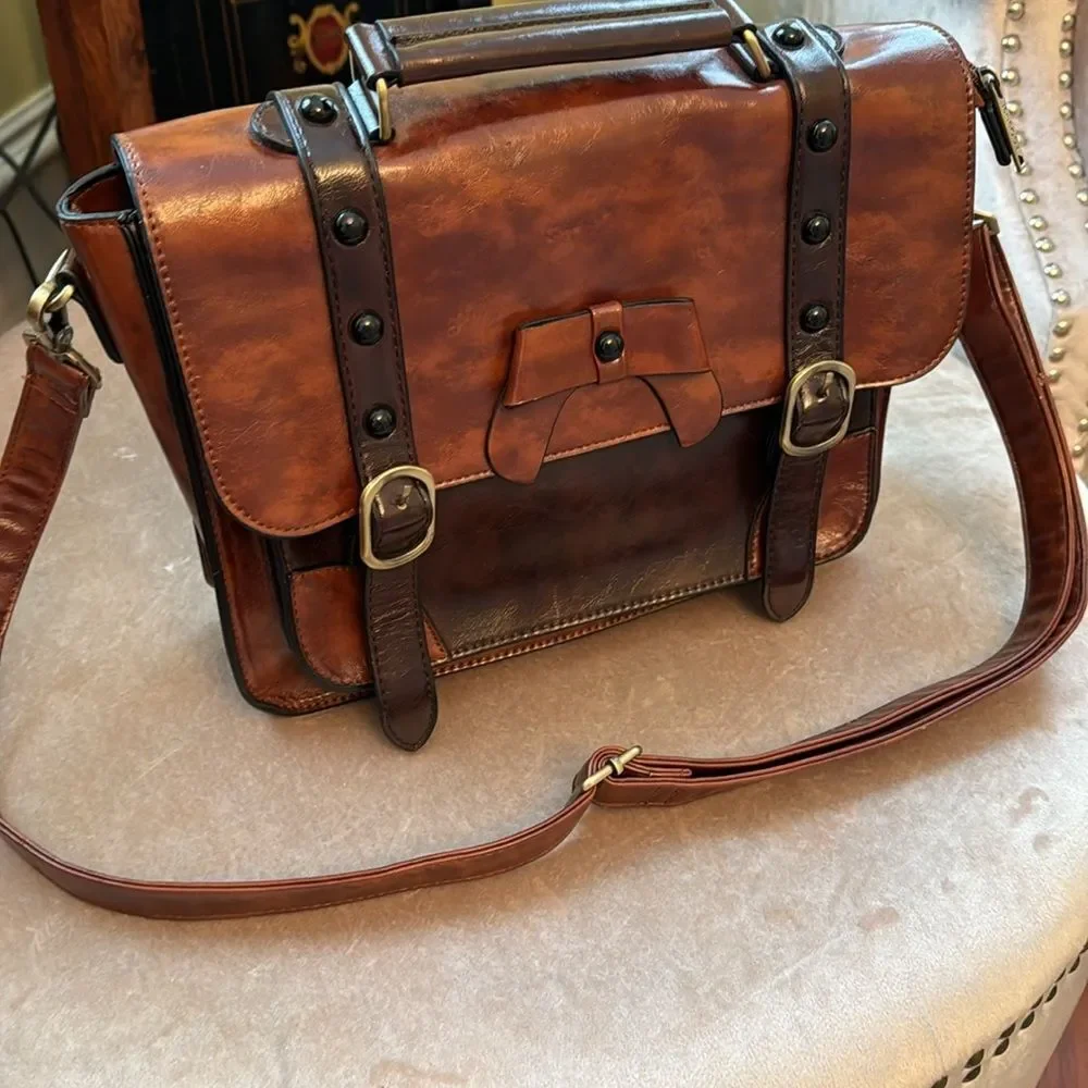 EUC VTG-STYLE *BOW* Messenger Purse Womens School Satchel Messenger Bag - Picture 4 of 12
